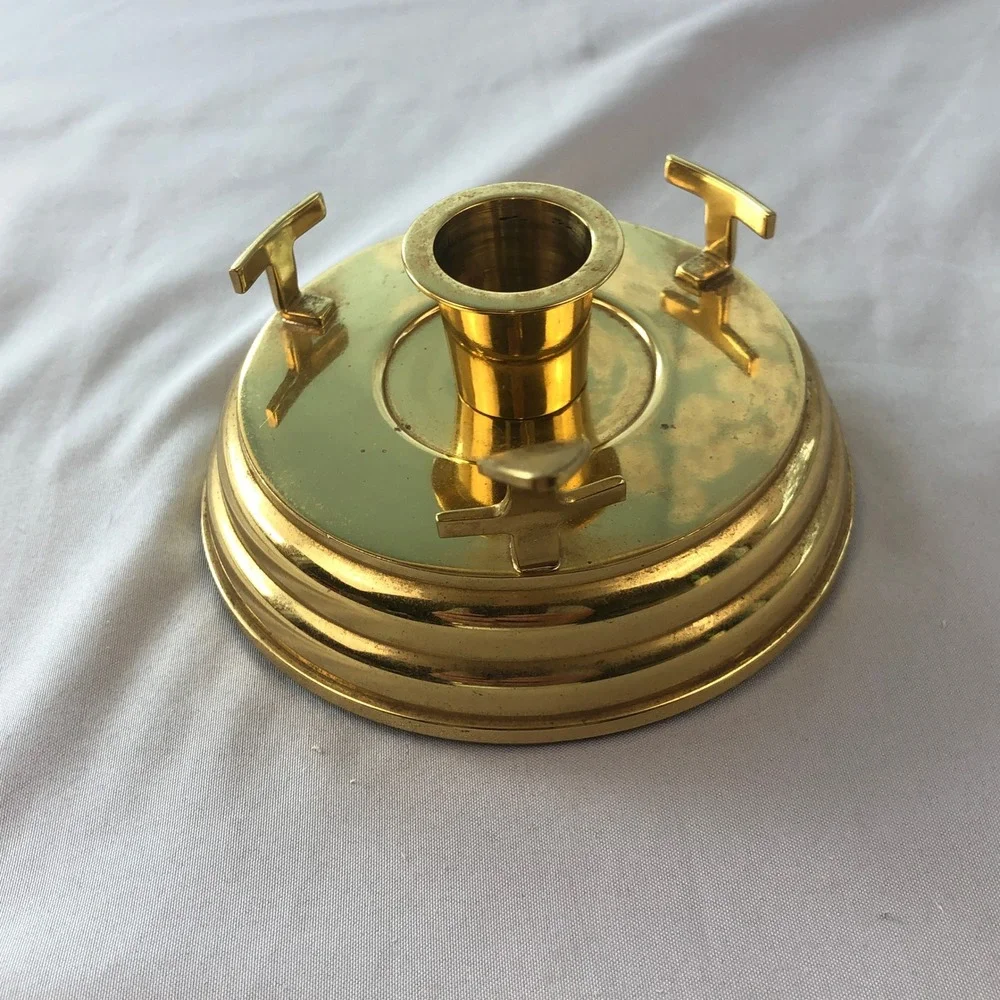 VTG PartyLite P7750 Brass Chamber Lamp Taper Candle Holder Base Gold, No Glass